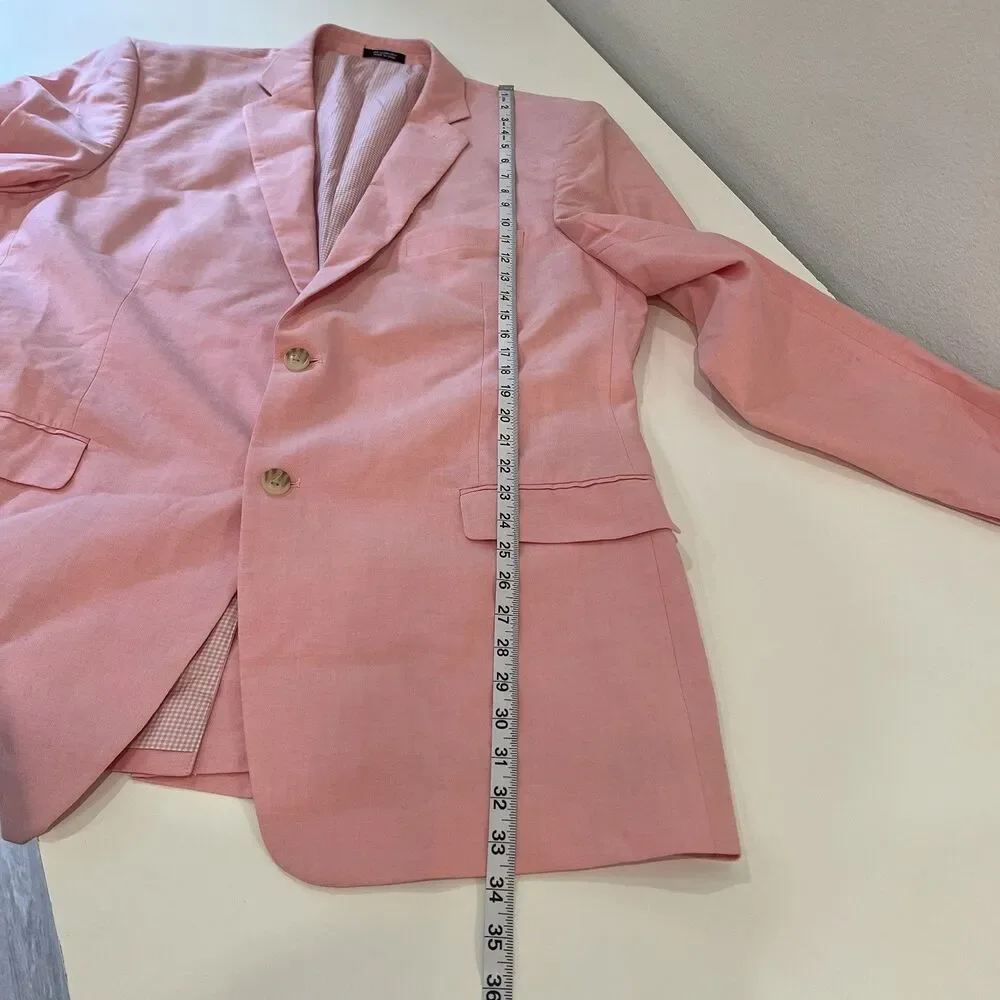 Saddlebred Men's 44L Pink 2 Button 100% Cotton Blazer Sport Coat Jacket